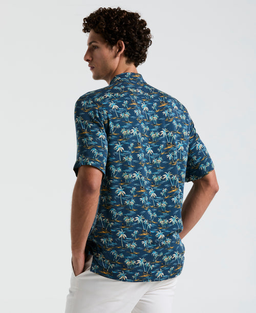 All-Over Beach Palms Print Shirt