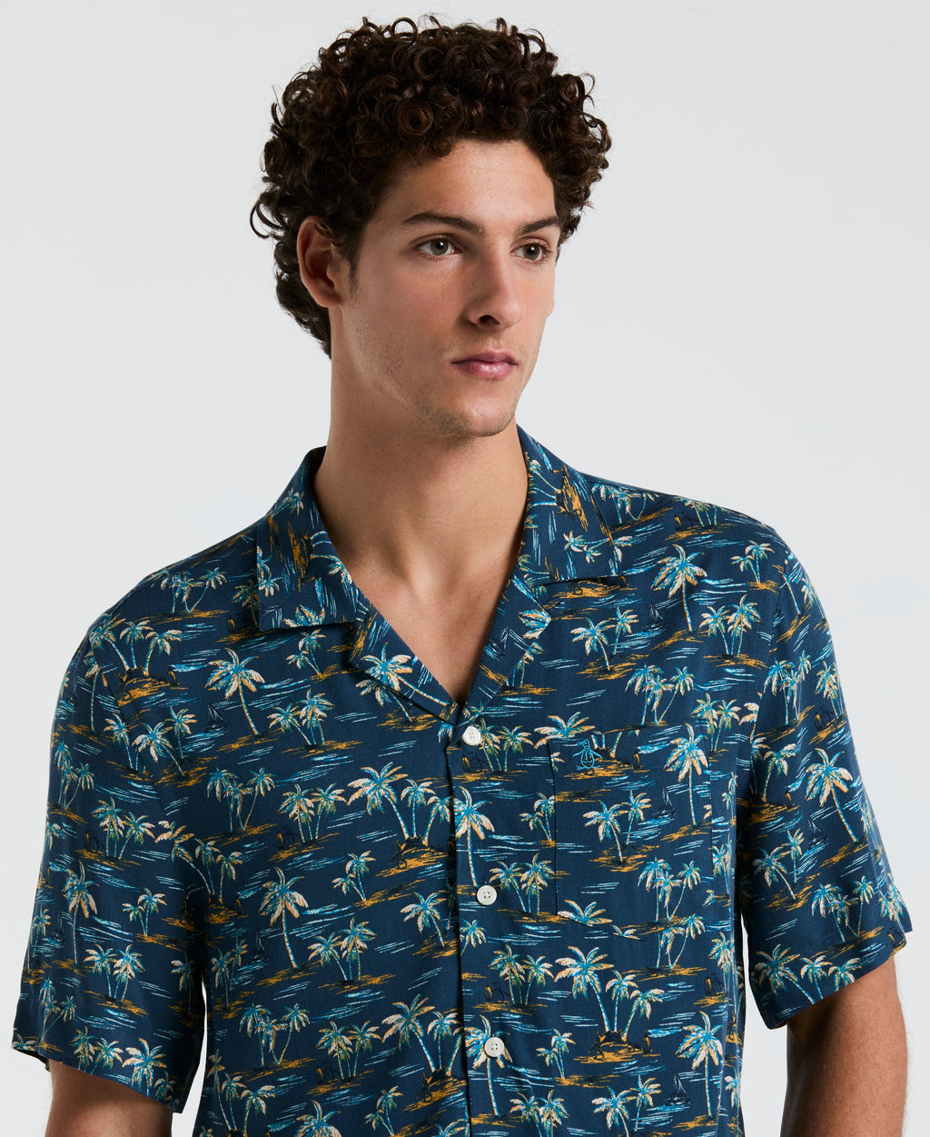 All-Over Beach Palms Print Shirt
