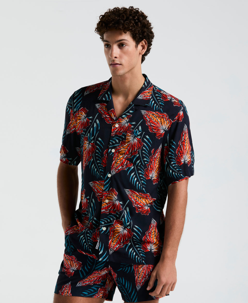 All-Over Leaves Print Shirt