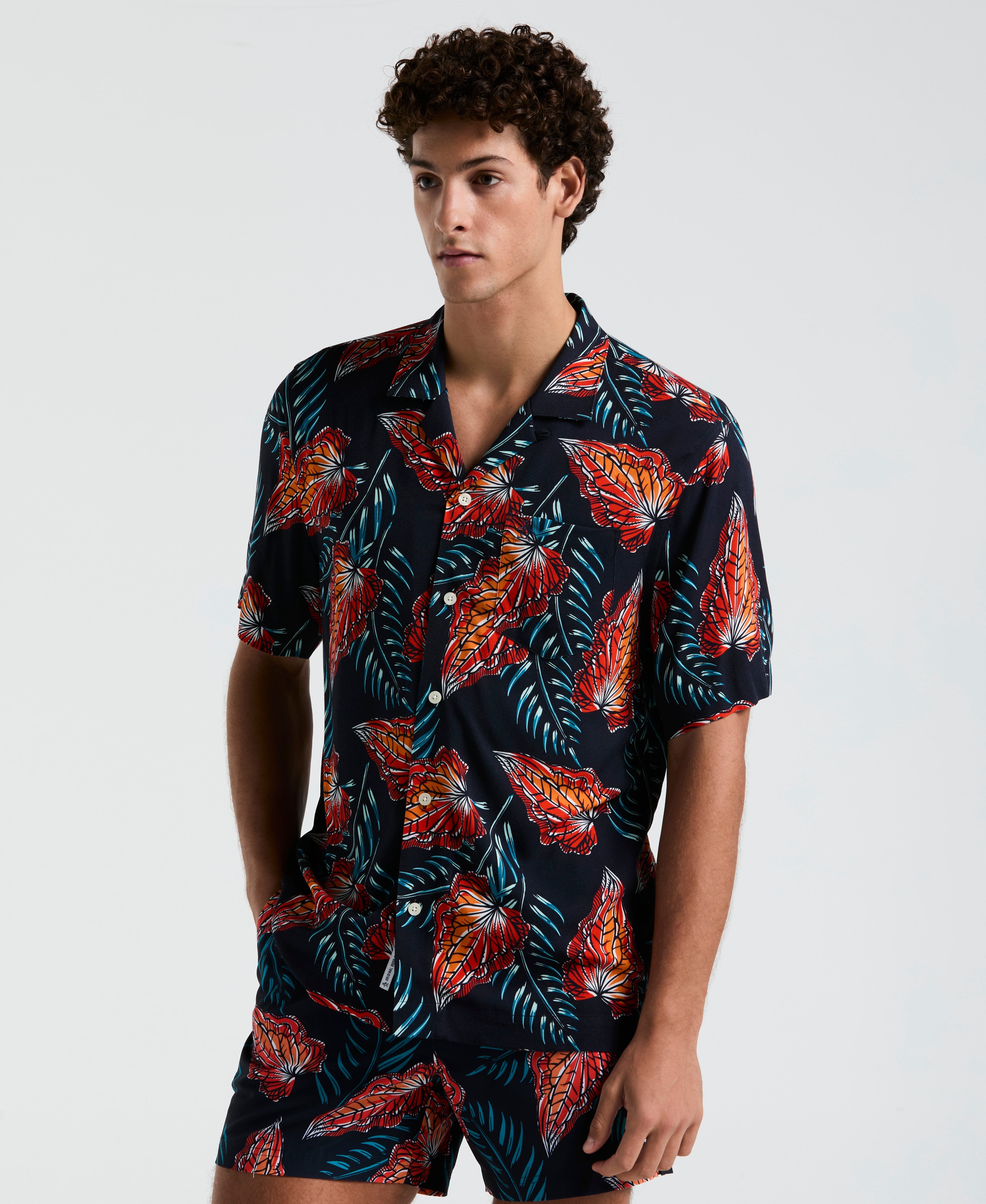 All-Over Leaves Print Shirt