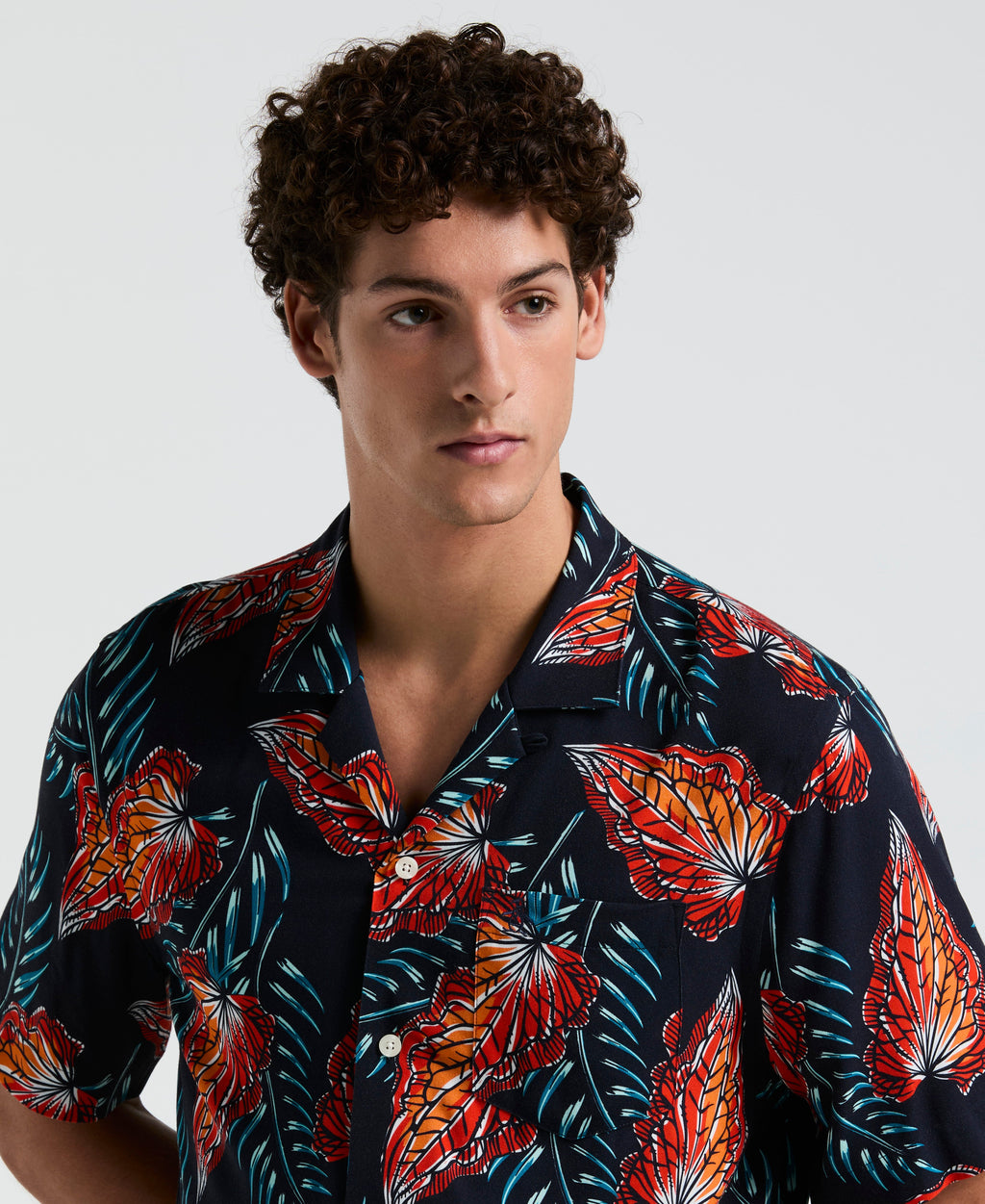 All-Over Leaves Print Shirt