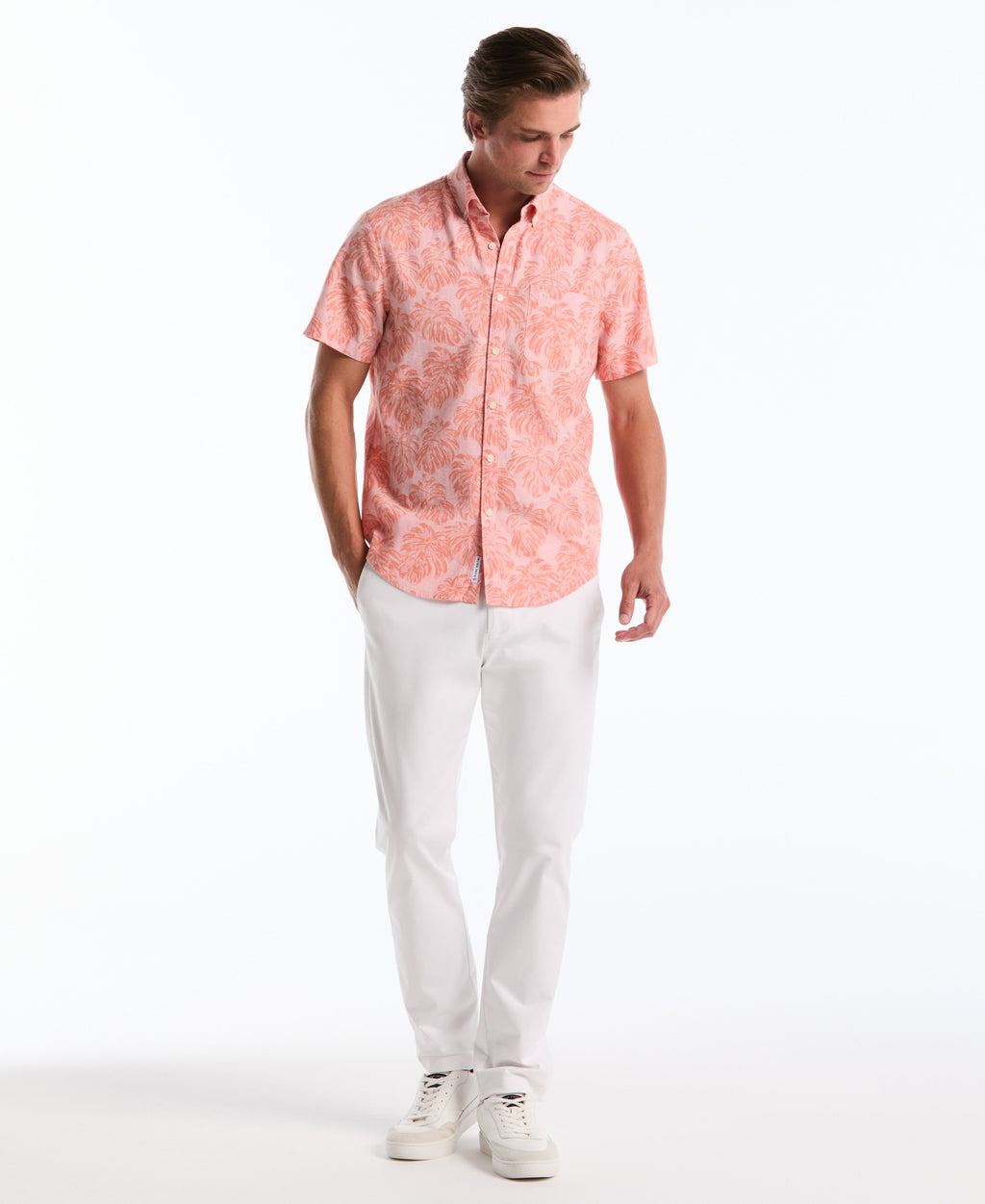 All-Over Monstera Linen Shirt