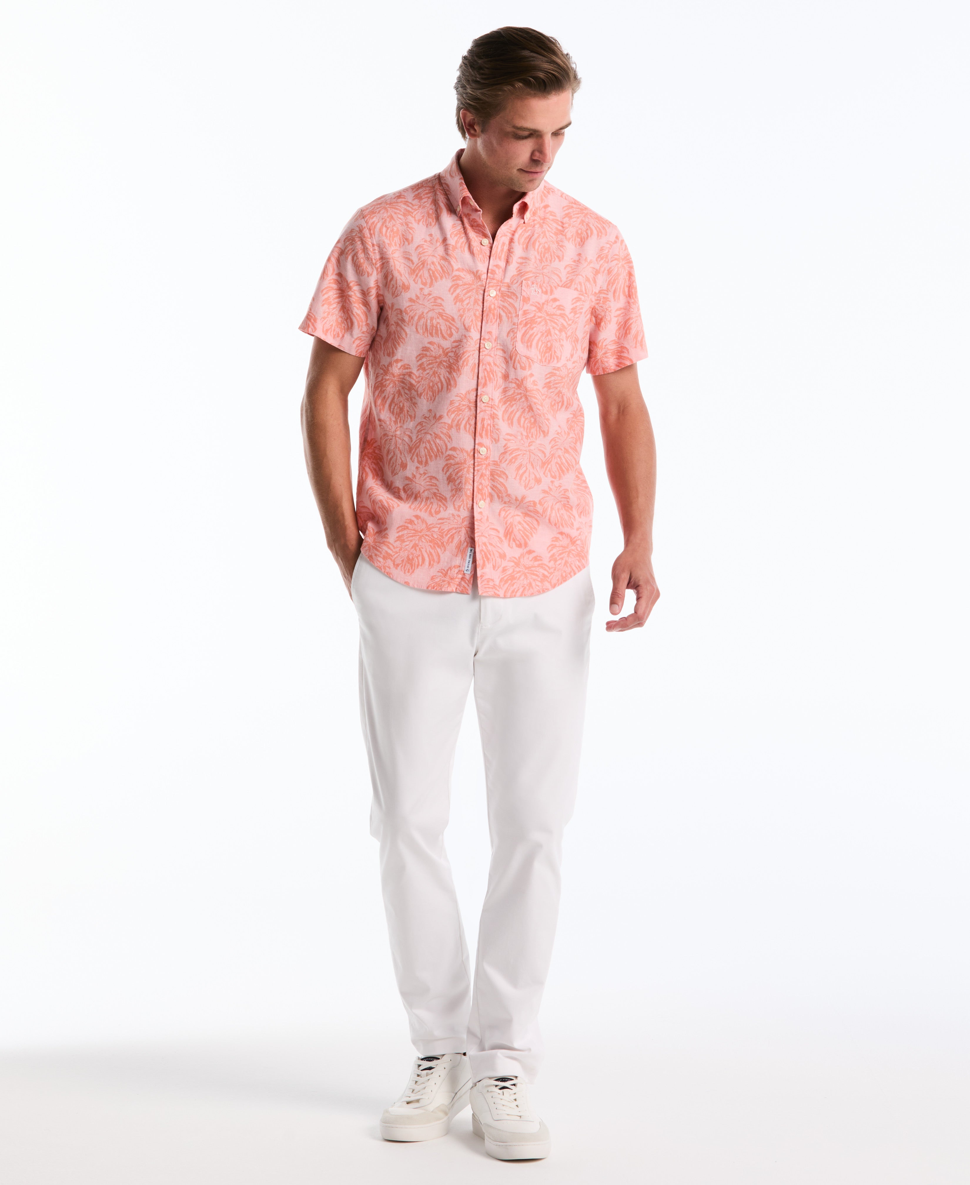 All-Over Monstera Linen Shirt
