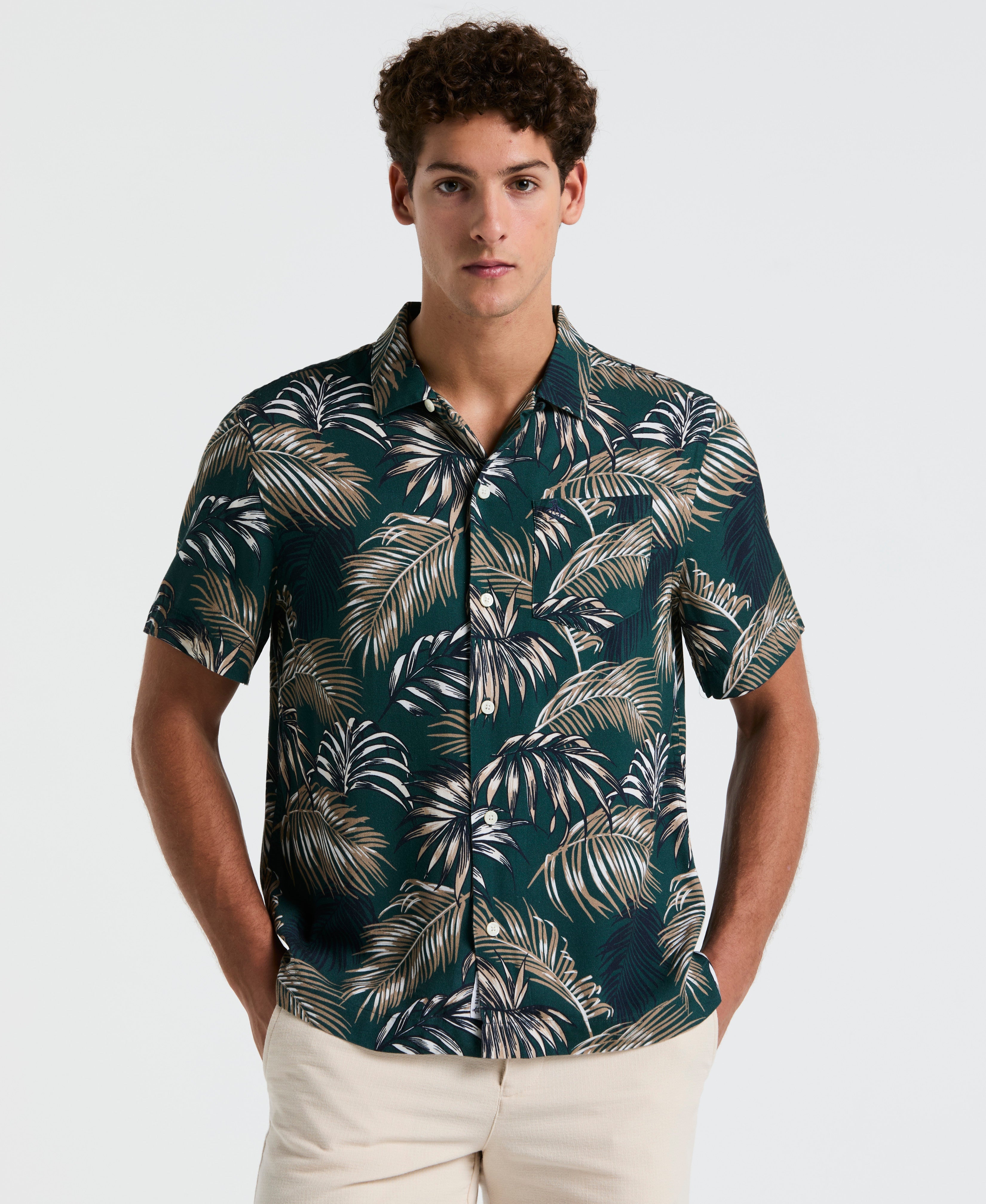 All-Over Palm Leaf Camp Shirt