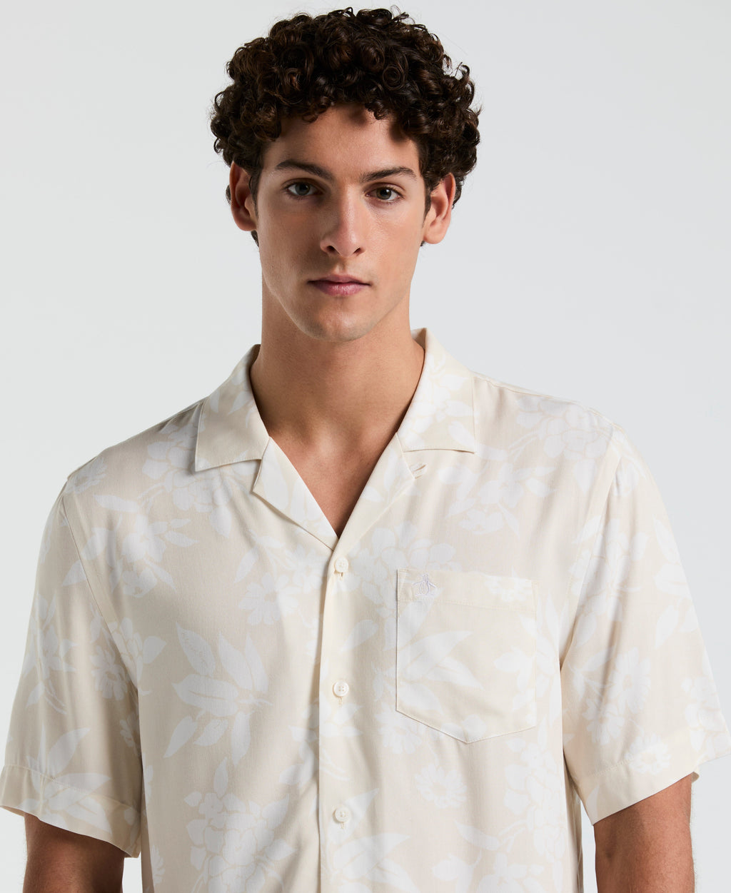 All-Over Palm Leaf Print Shirt