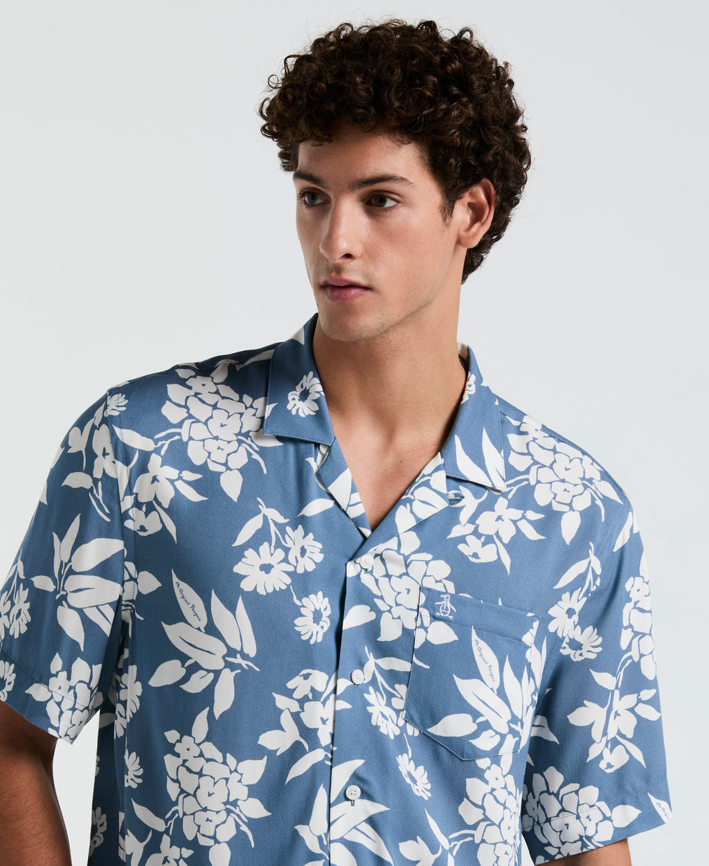 All-Over Palm Leaf Print Shirt