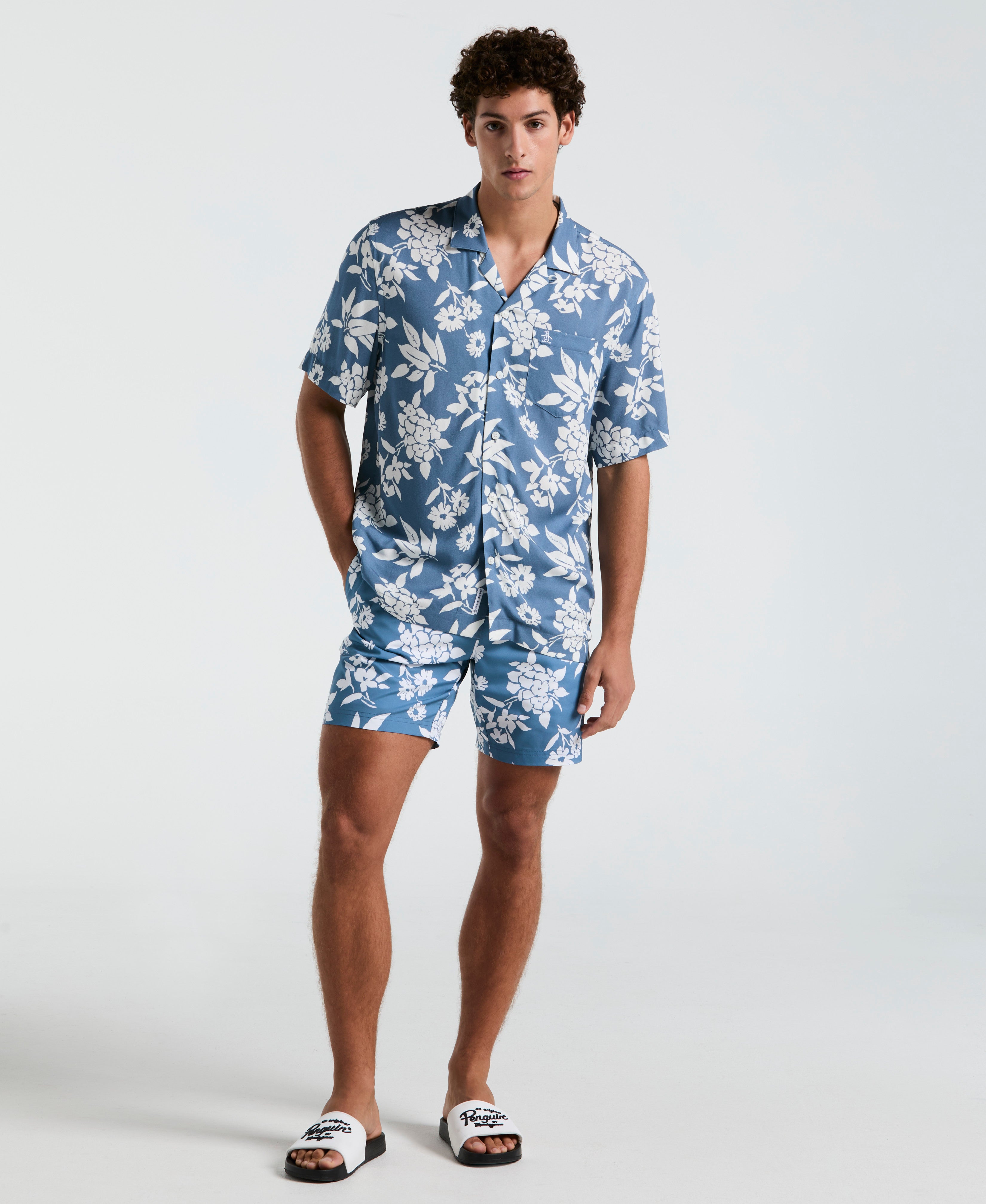 All-Over Palm Leaf Print Shirt