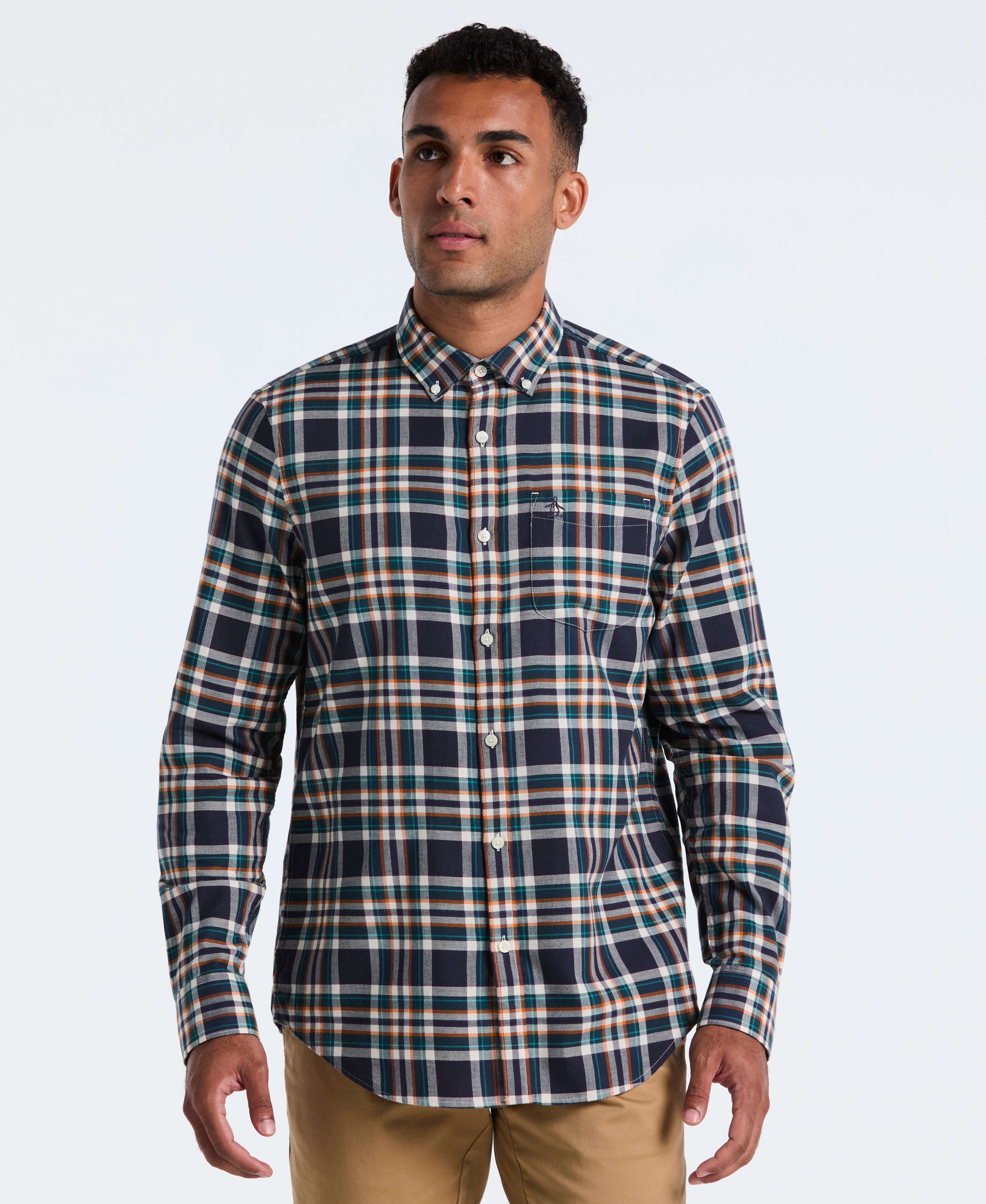 All-Over Plaid Button-Down Shirt