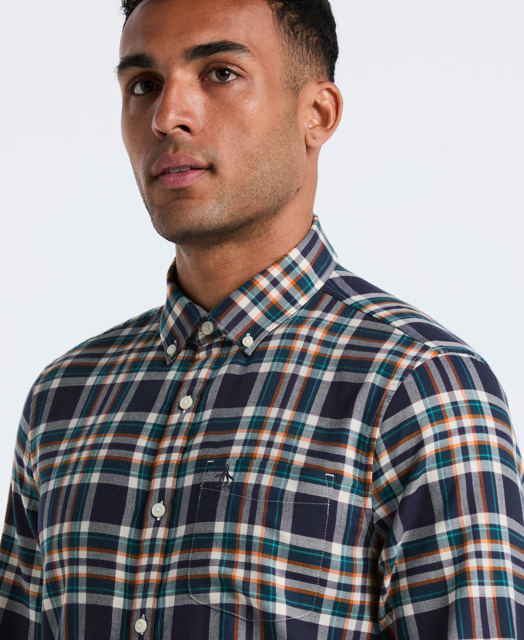 All-Over Plaid Button-Down Shirt