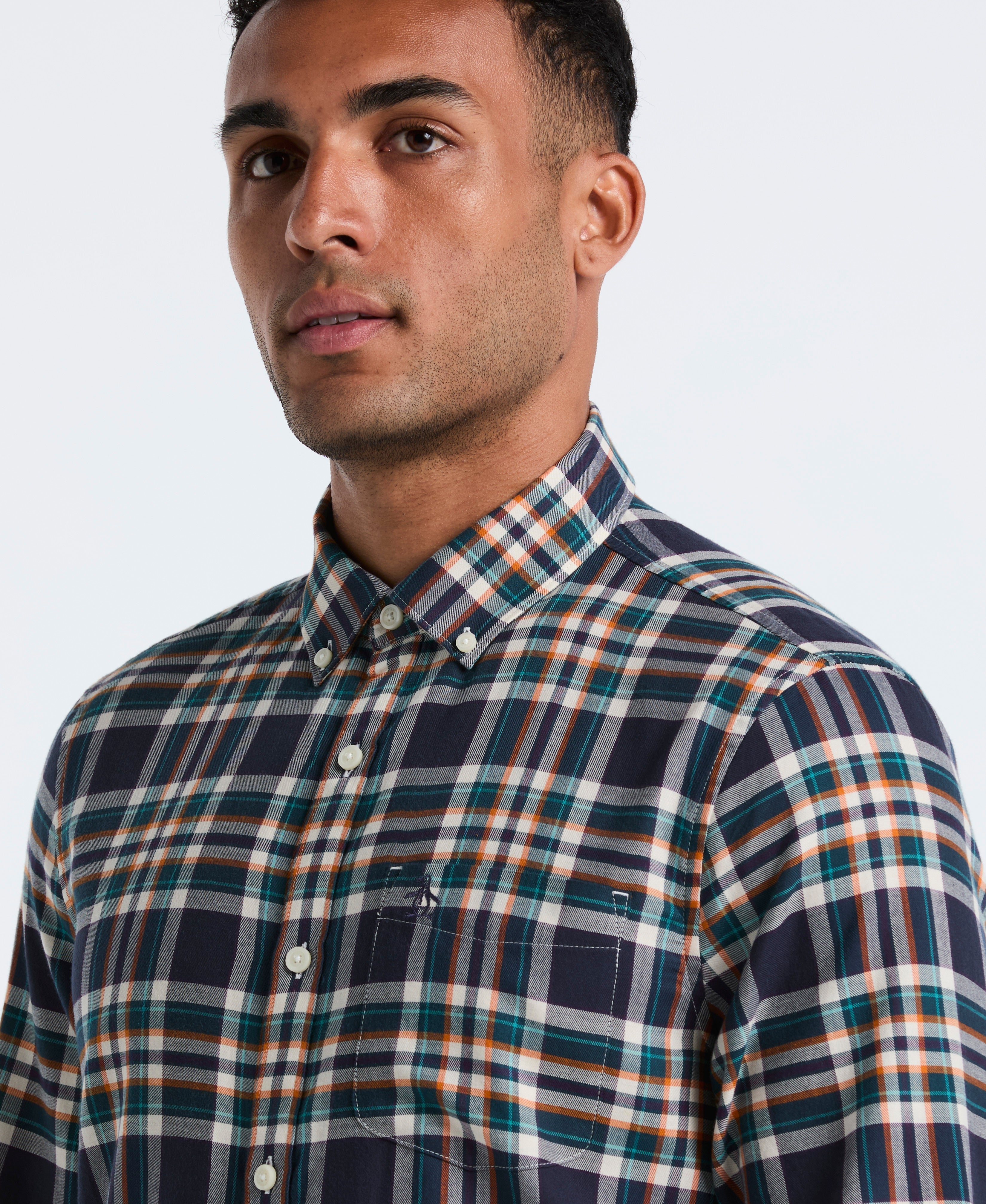 All-Over Plaid Button-Down Shirt