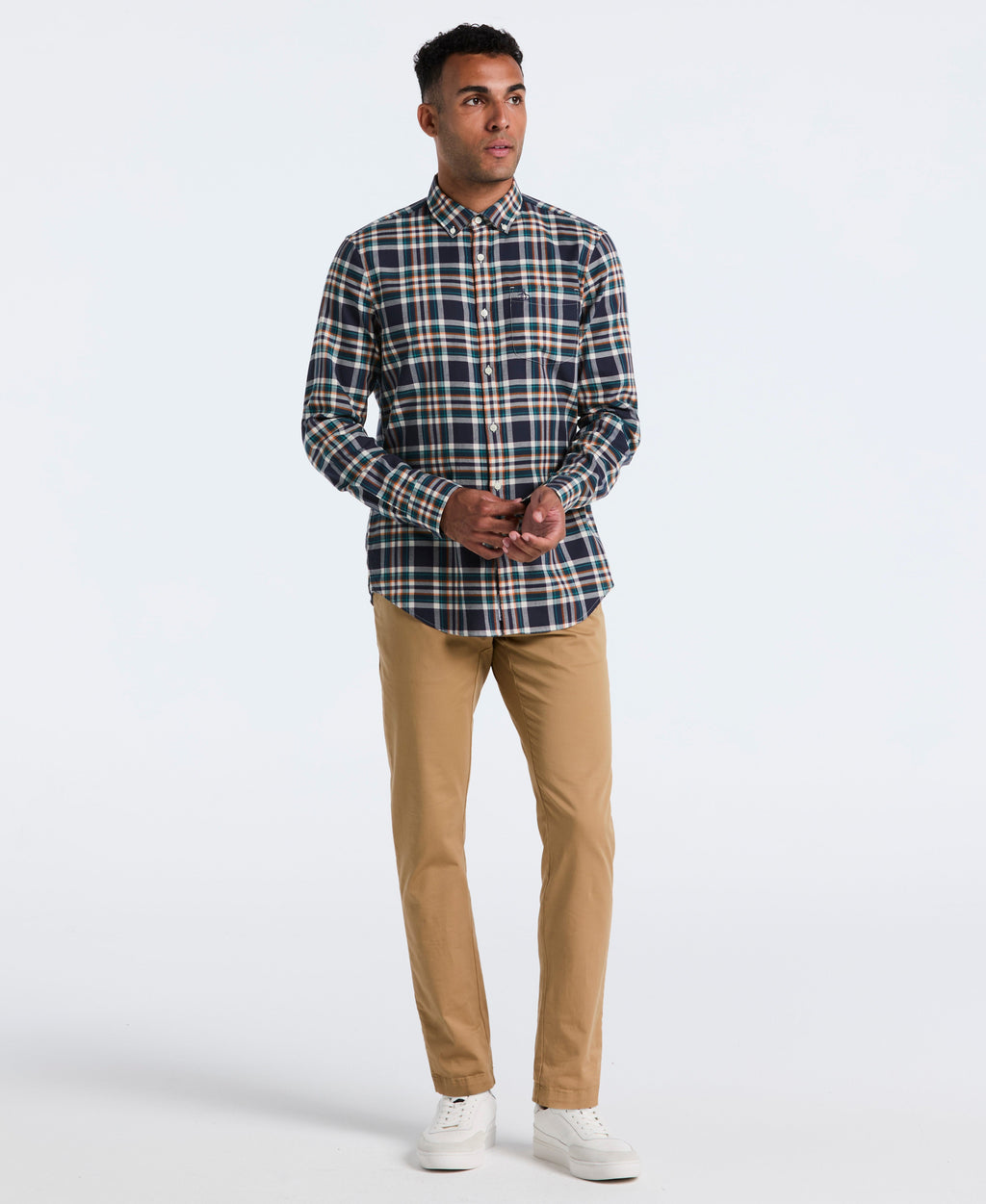All-Over Plaid Button-Down Shirt