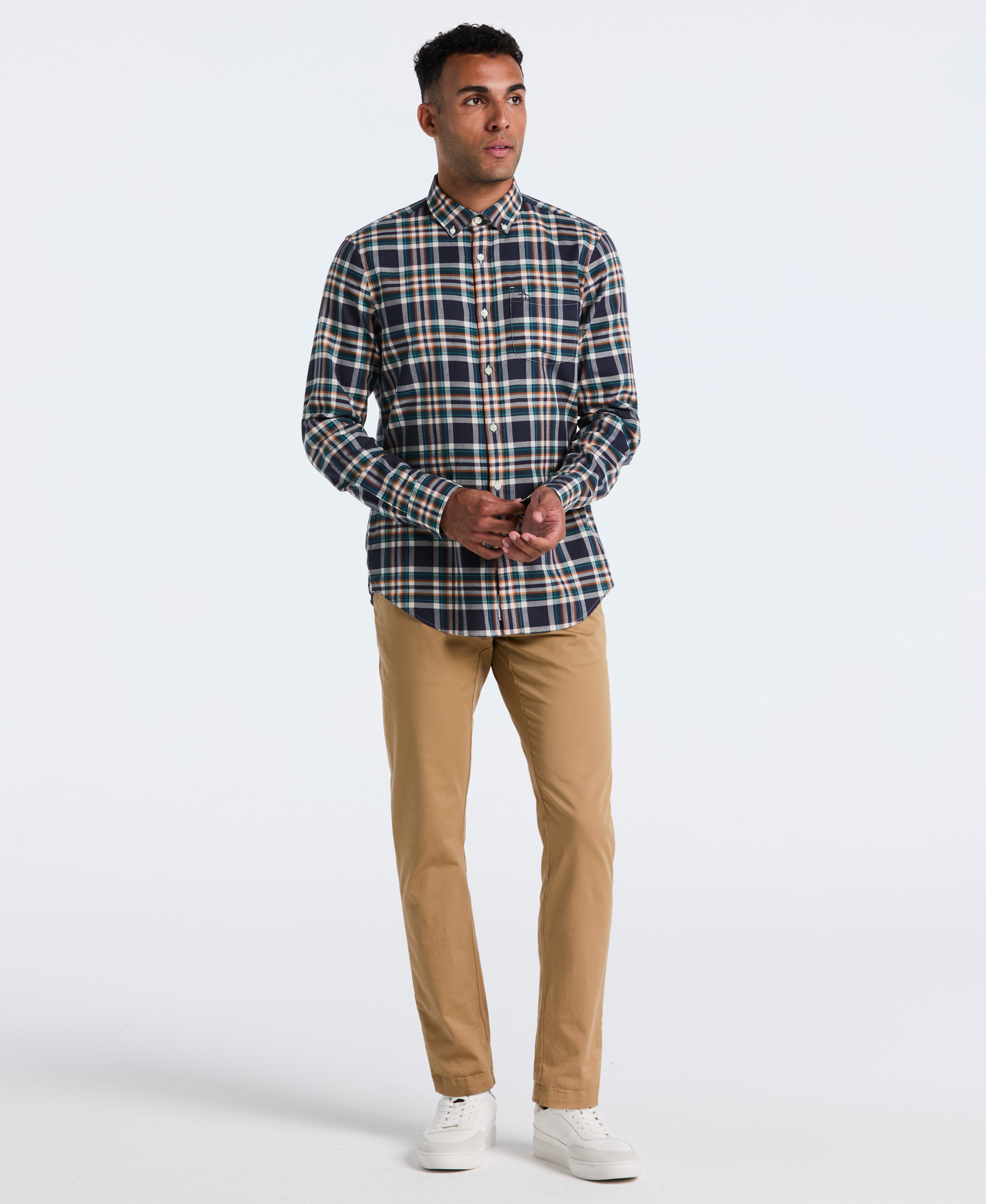 All-Over Plaid Button-Down Shirt