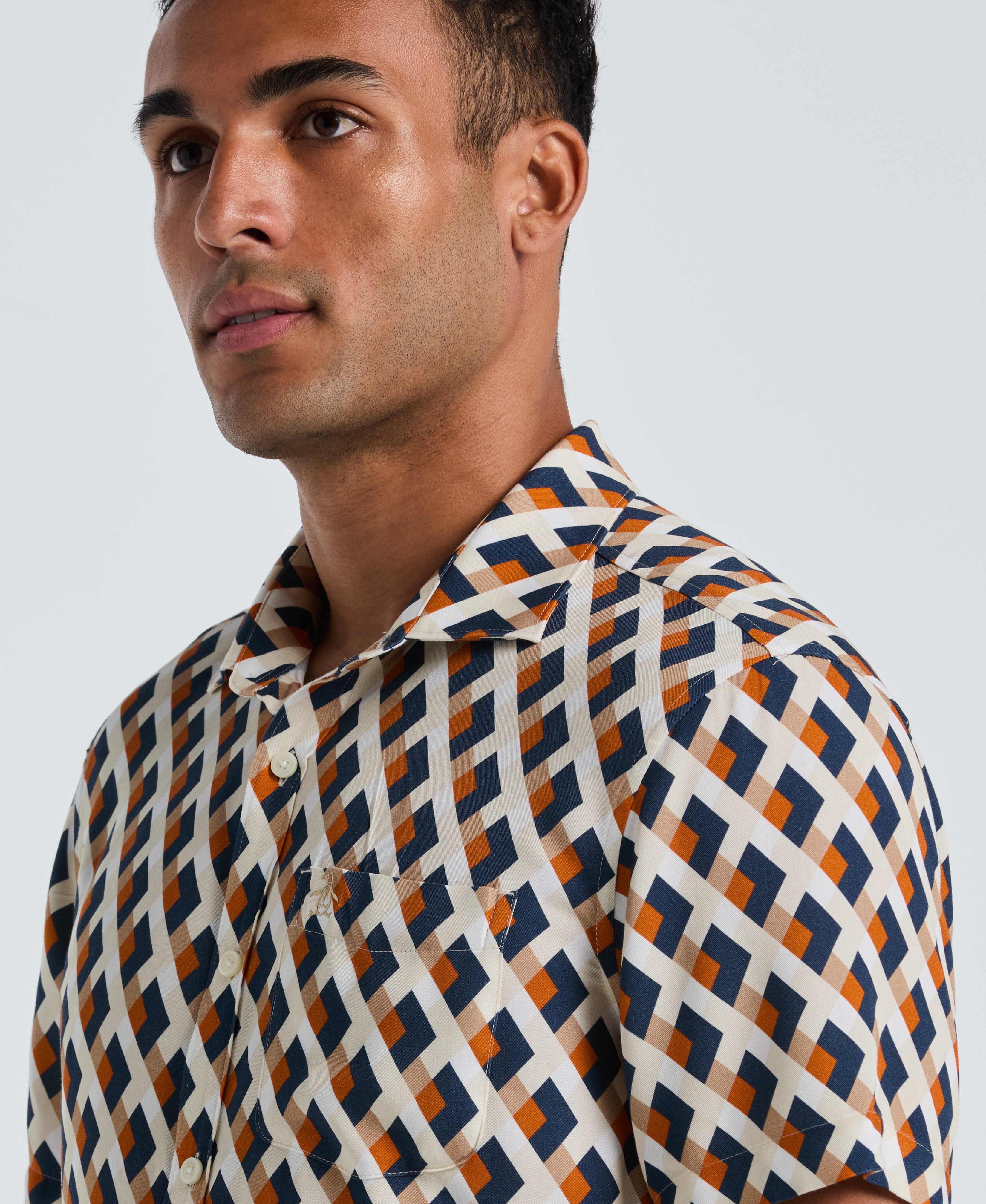 All-Over Print Geo Button-Down Shirt