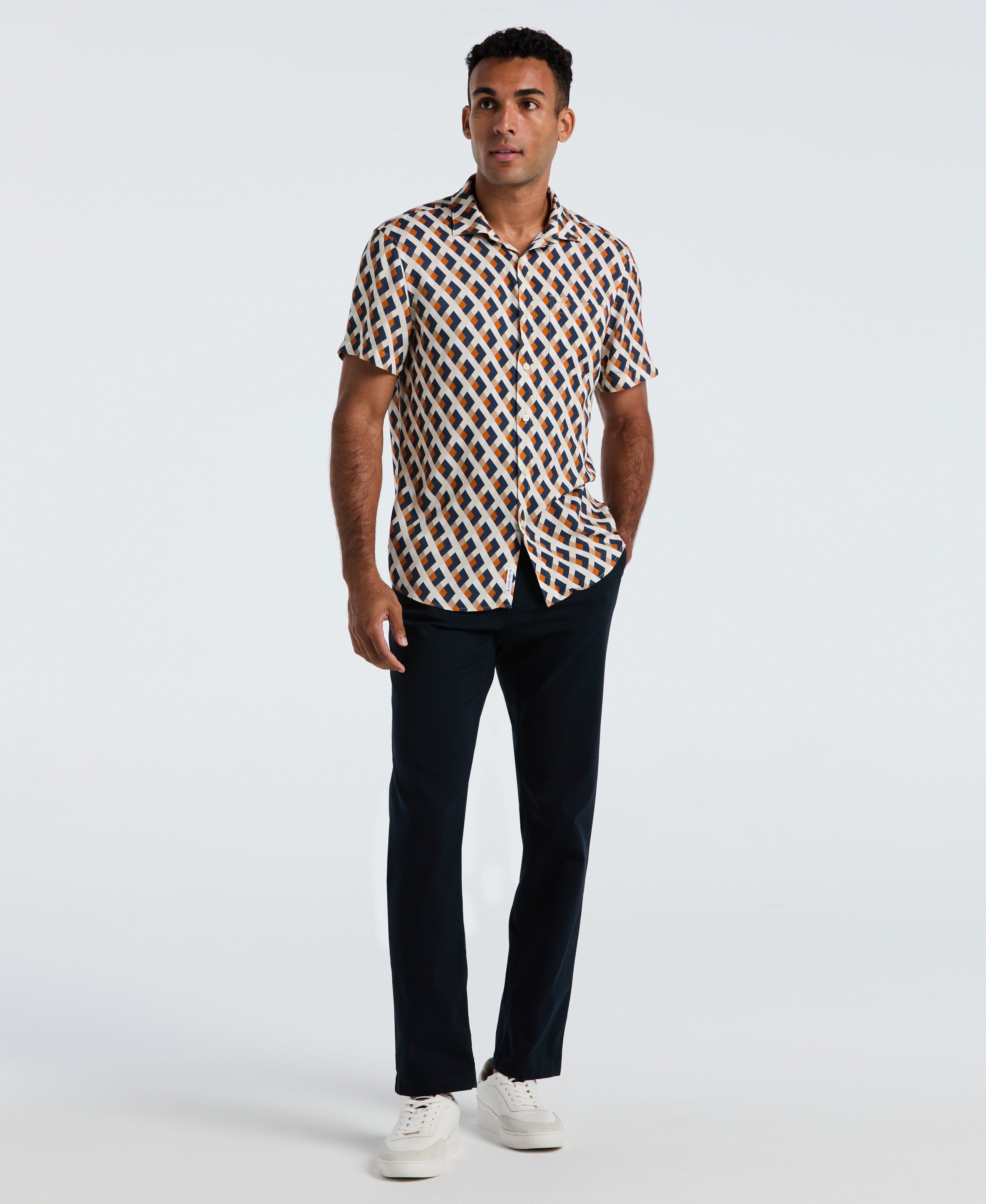 All-Over Print Geo Button-Down Shirt