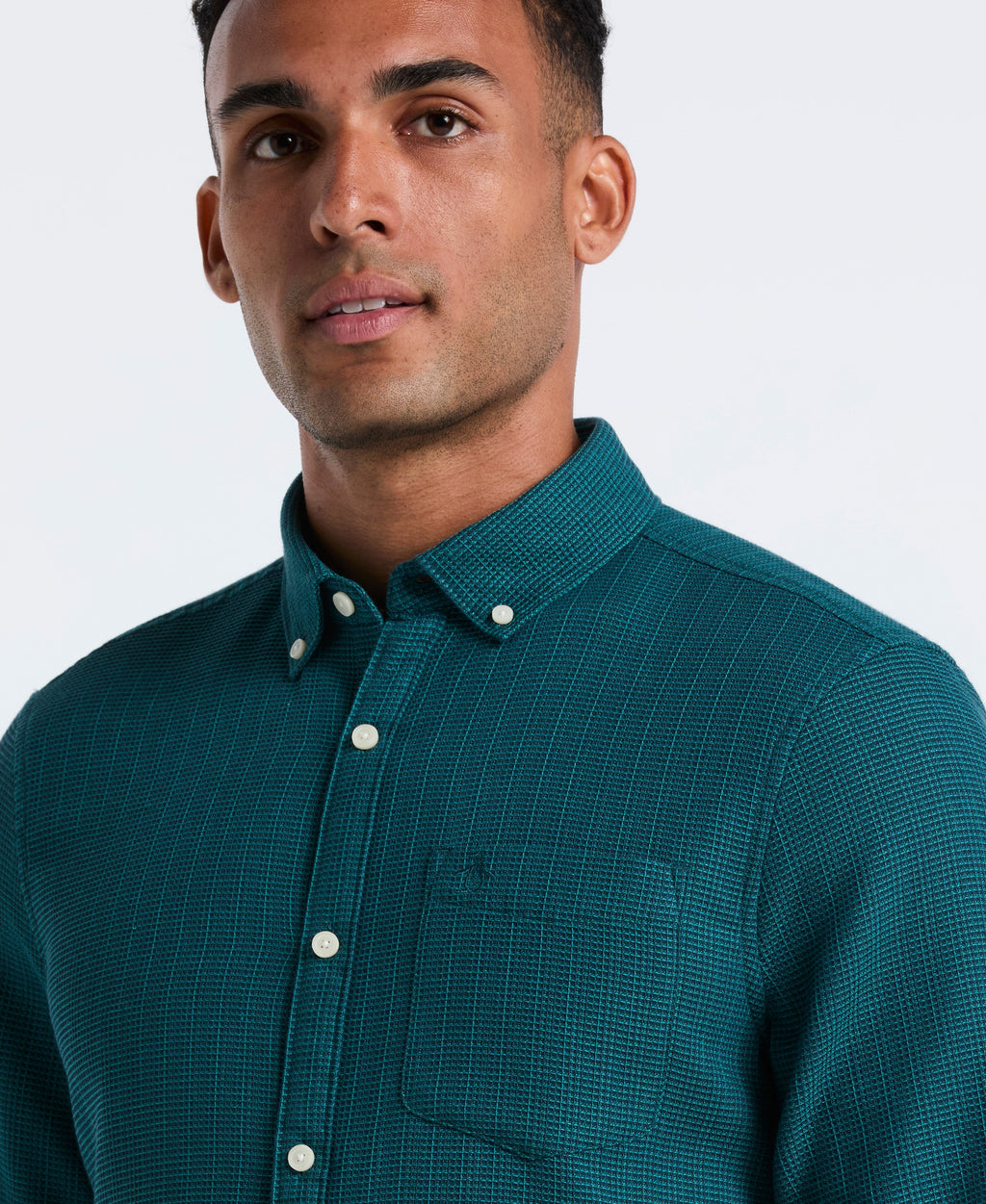 Cotton Blend Waffle Shirt