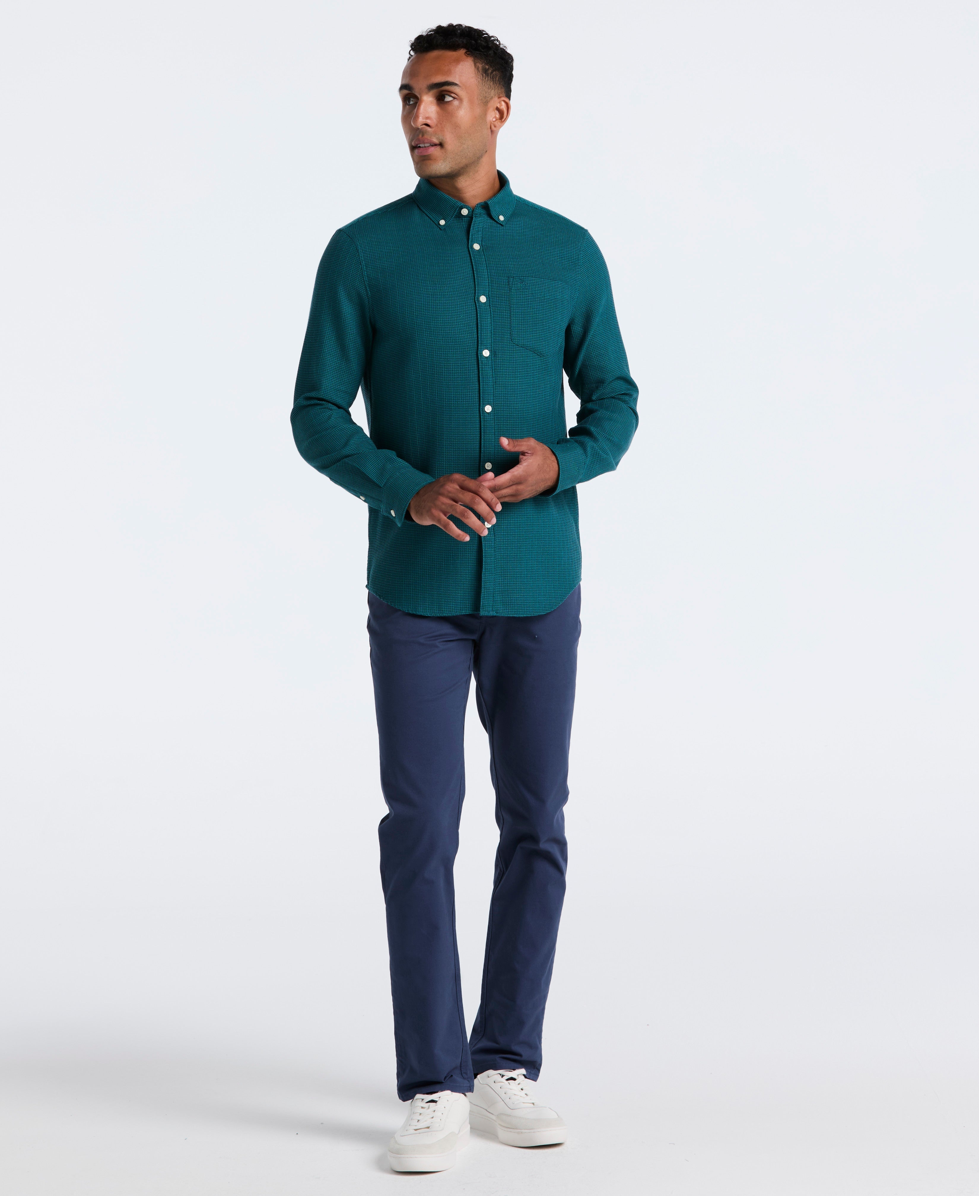 Cotton Blend Waffle Shirt