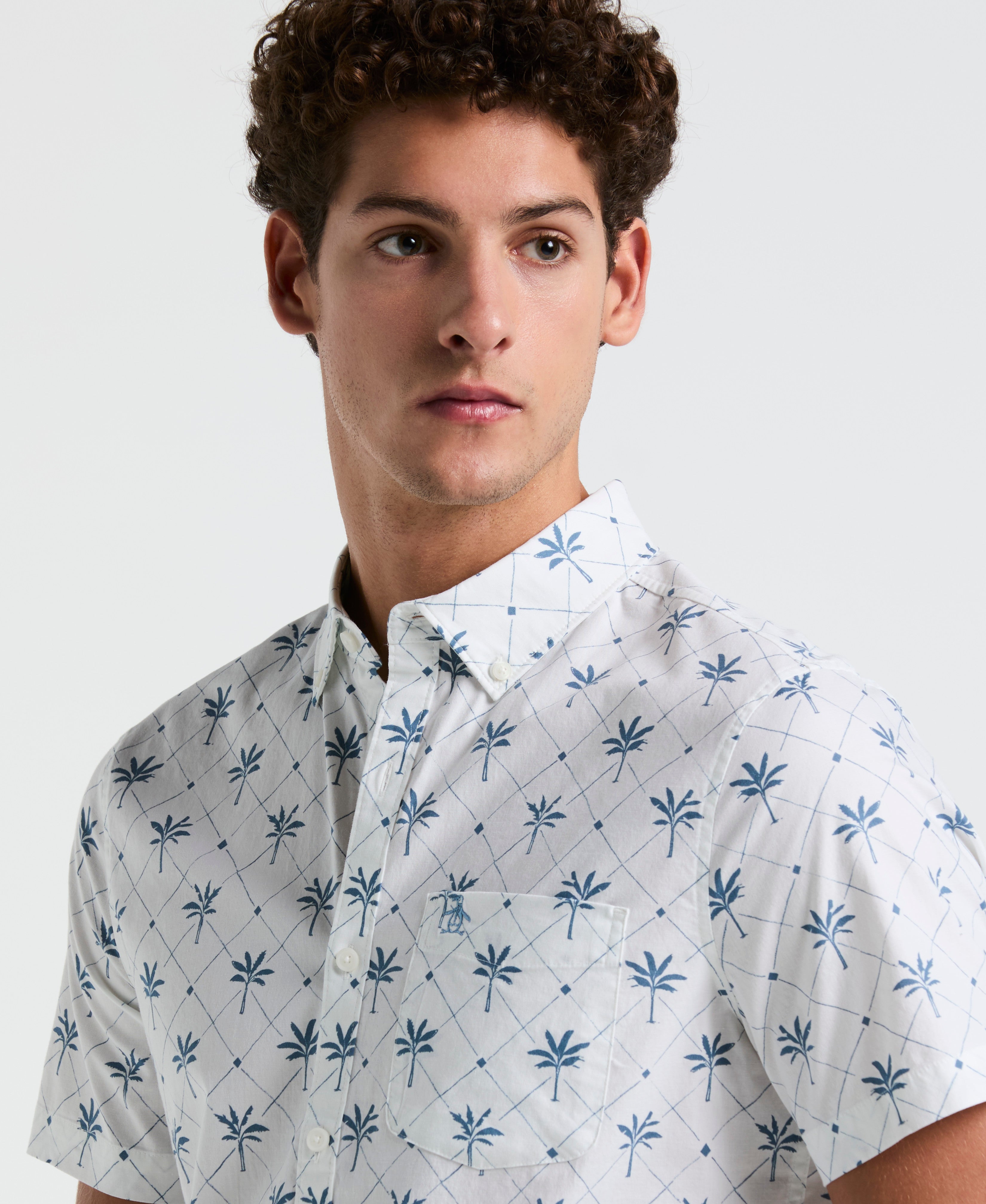 Cotton Poplin Palm Tile Shirt