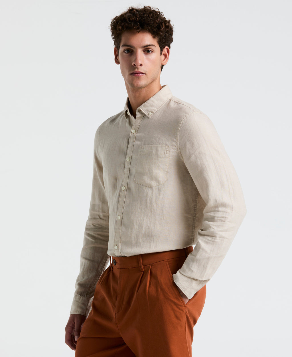Delave Linen Long Sleeve Pocket Shirt