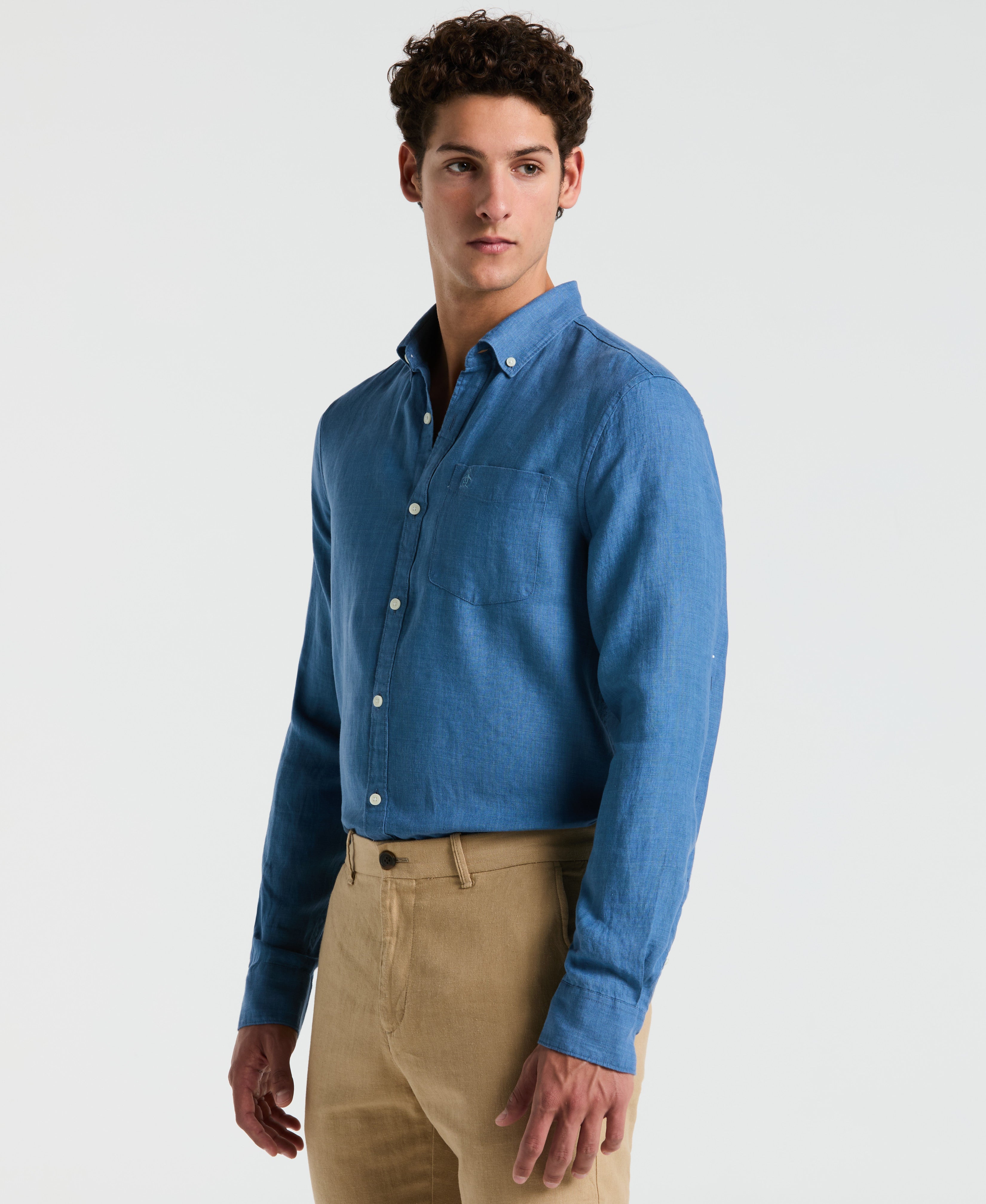 Delave Linen Long Sleeve Pocket Shirt