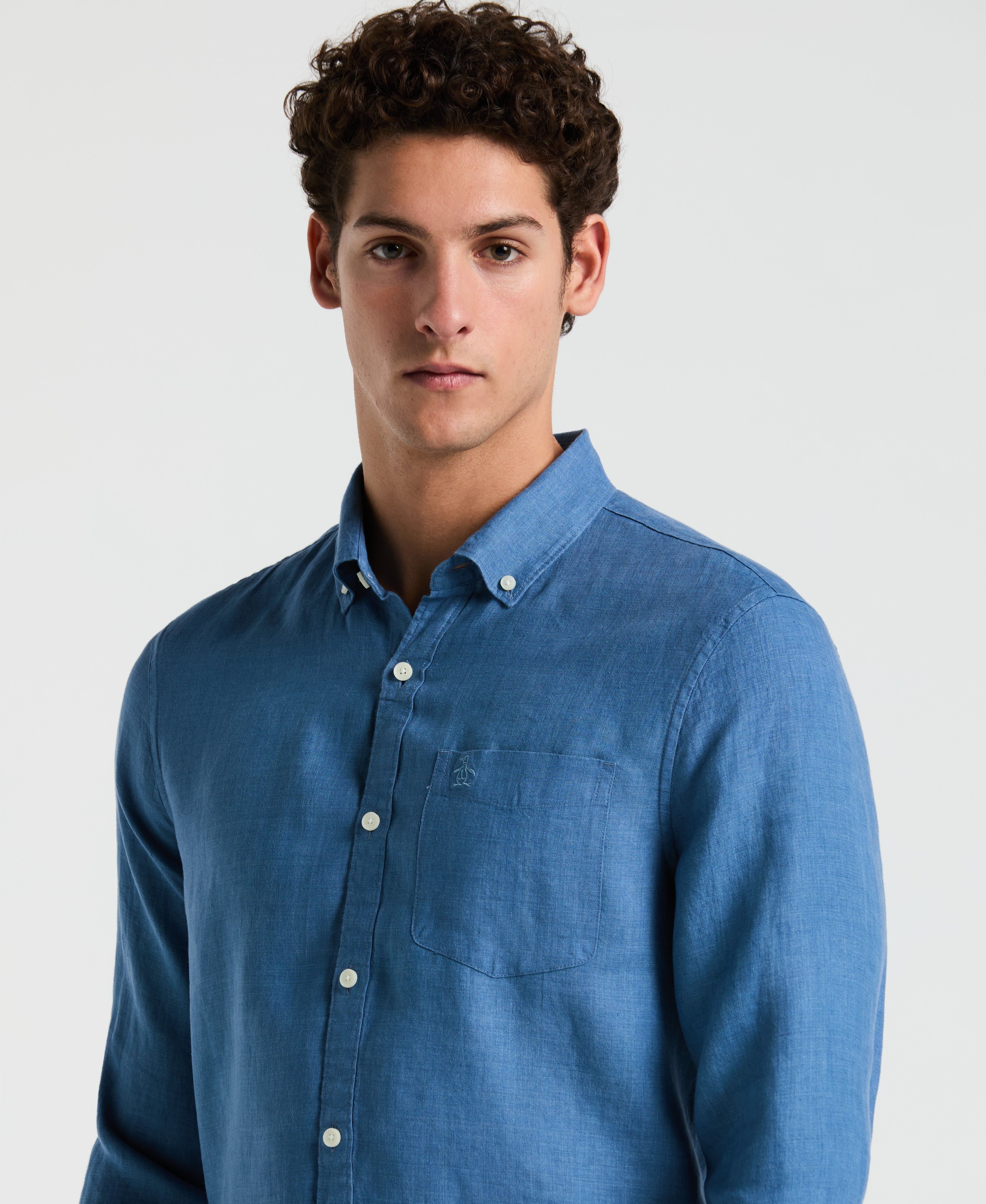 Delave Linen Long Sleeve Pocket Shirt