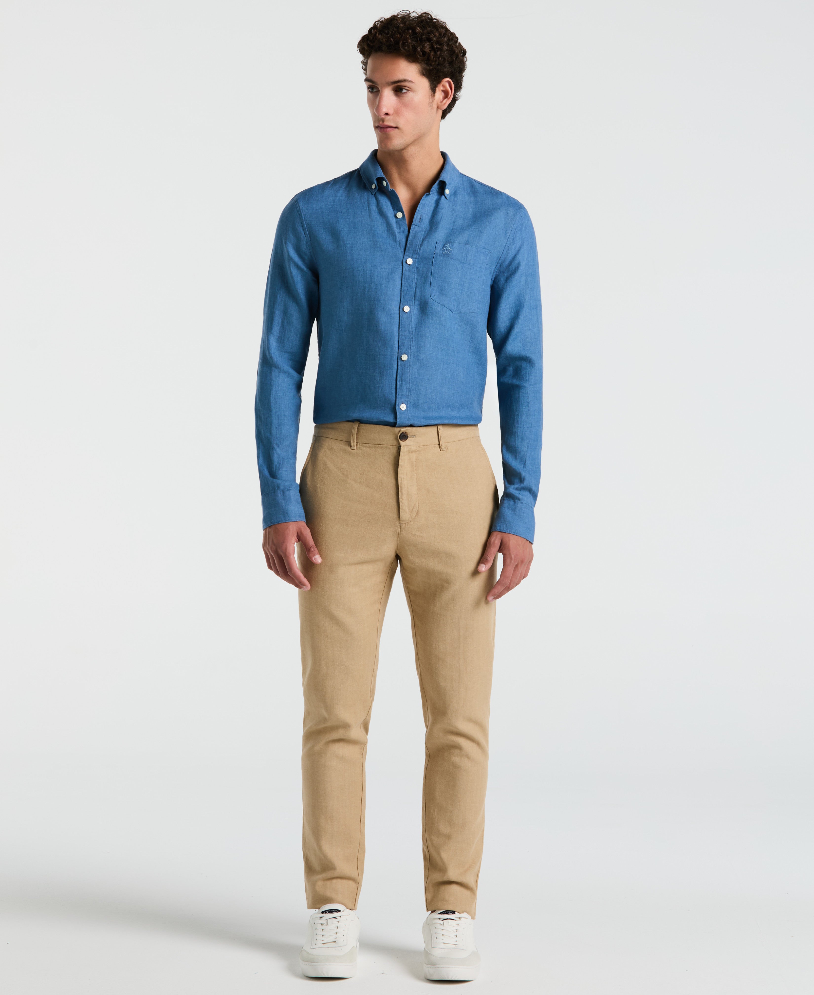 Delave Linen Long Sleeve Pocket Shirt