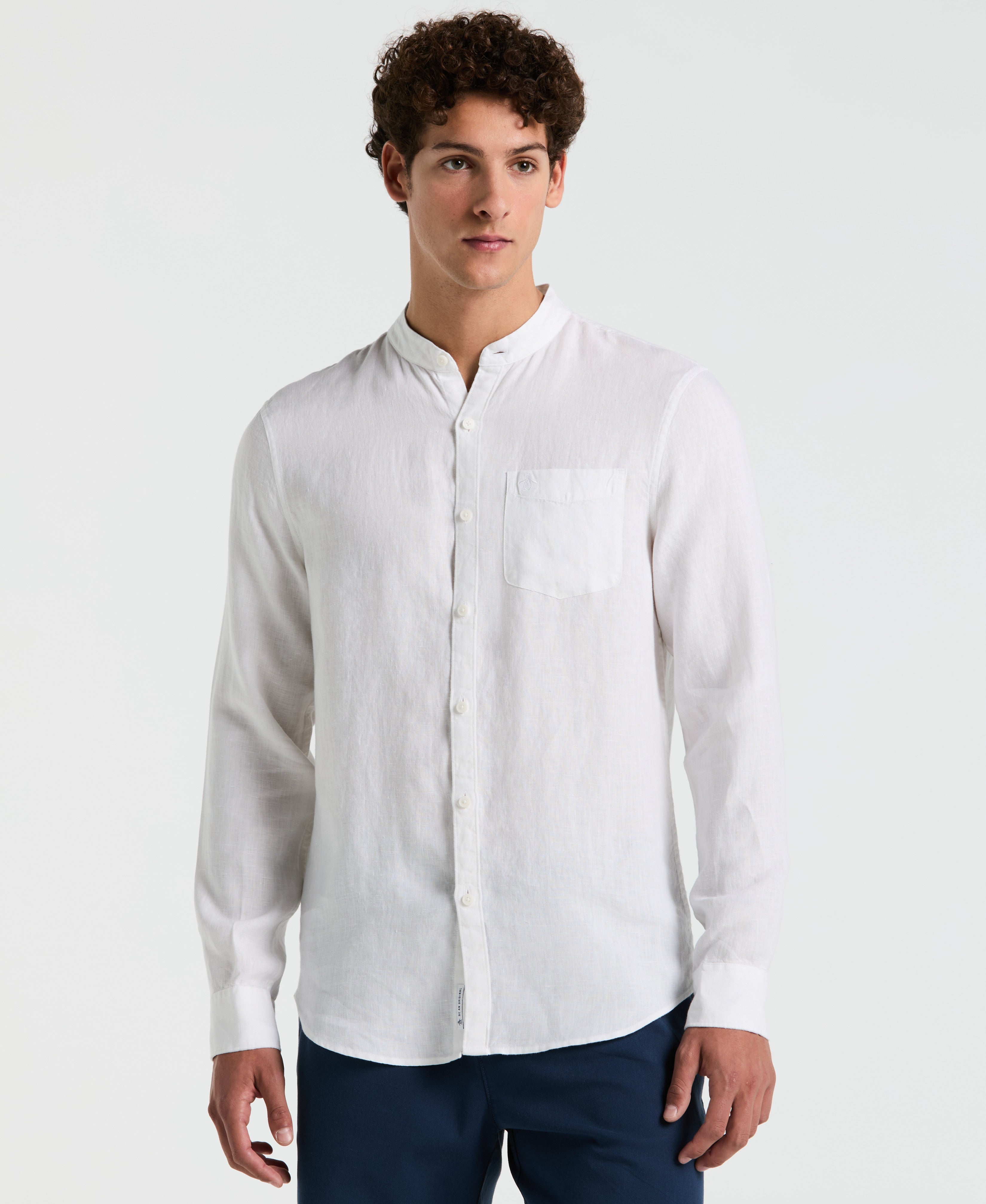 Delave Linen Mandarin Collar Shirt