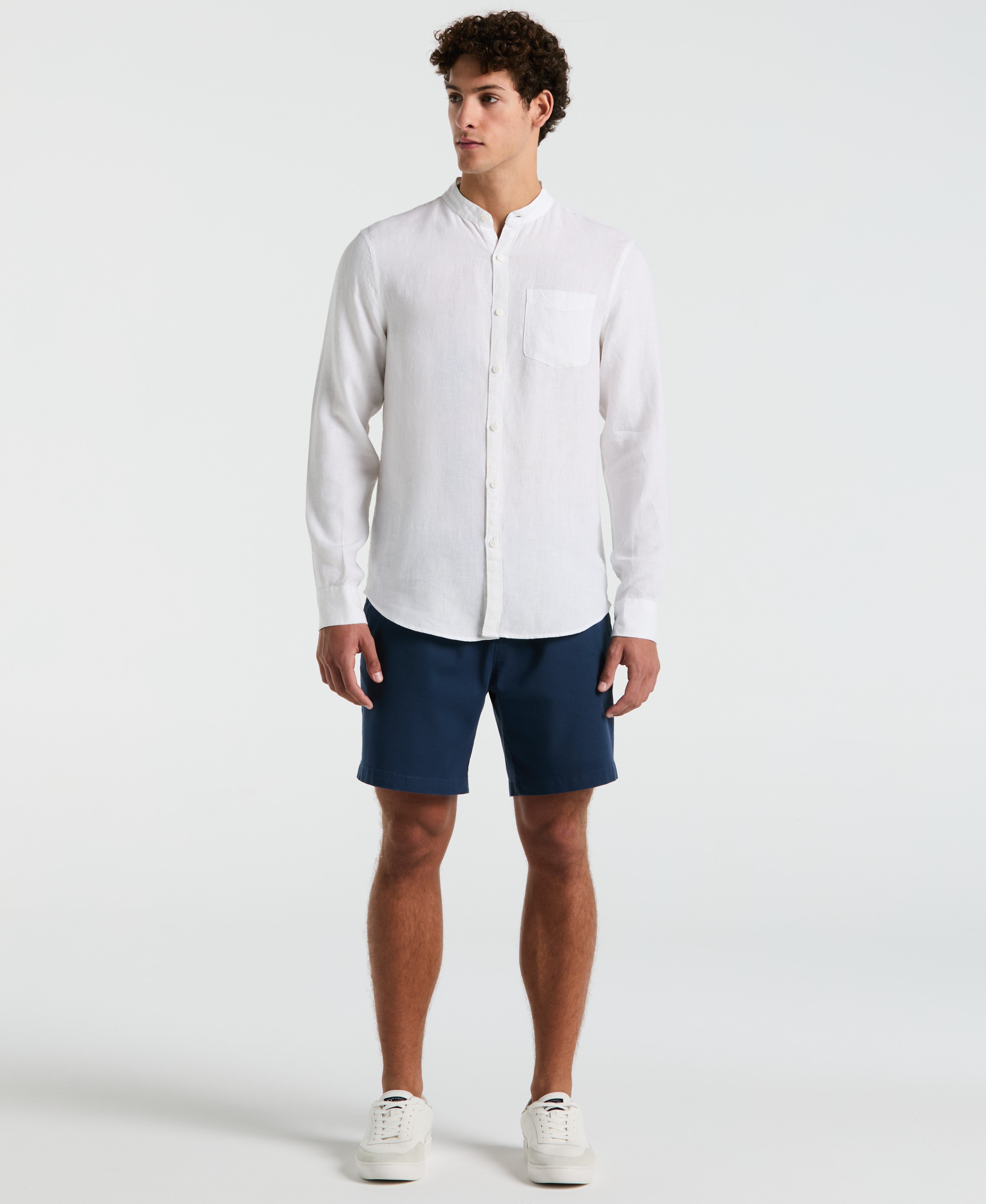 Delave Linen Mandarin Collar Shirt