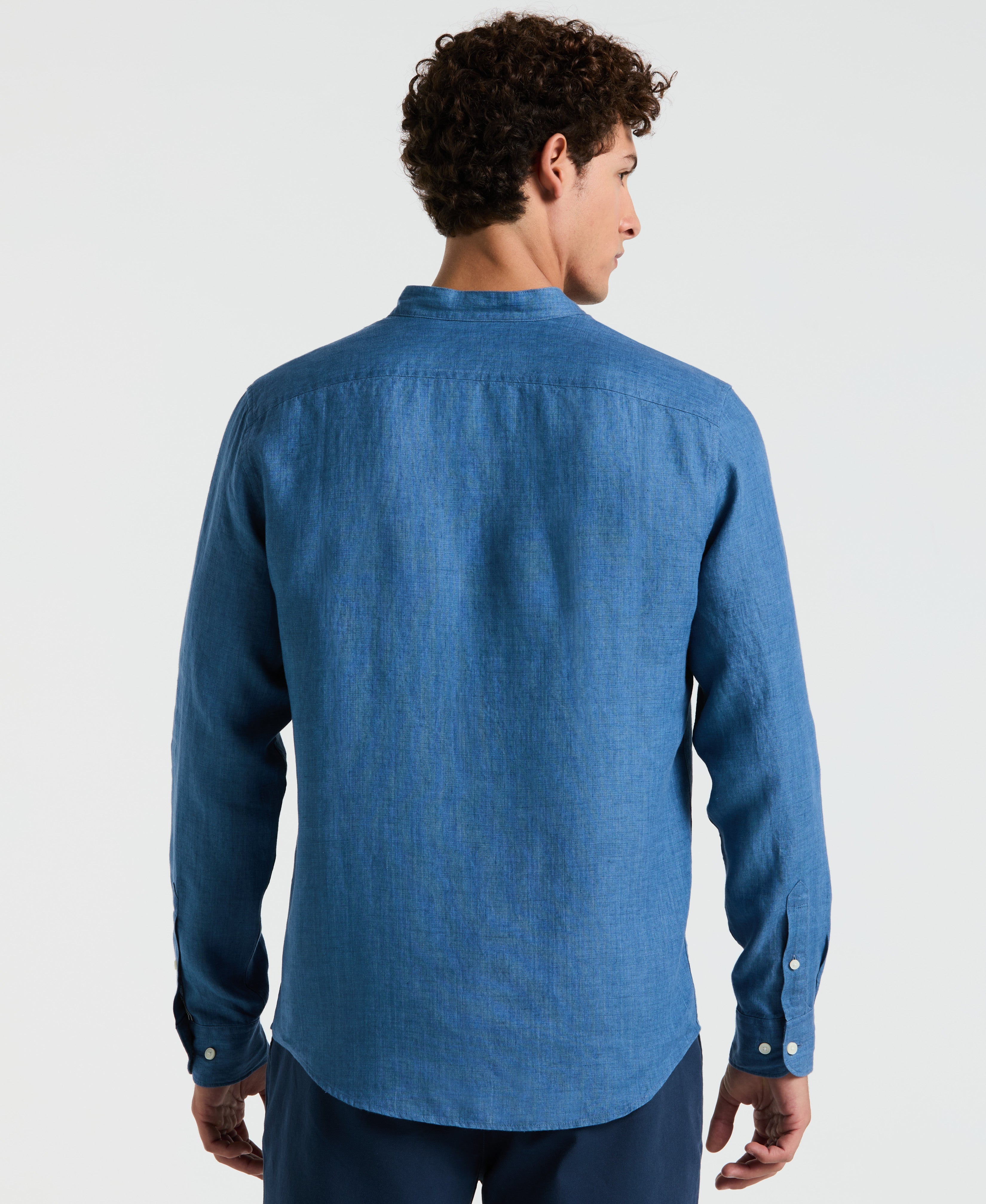 Delave Linen Mandarin Collar Shirt